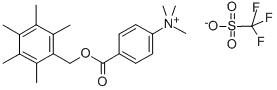 Molecular Structure of 223699-69-2 (BENZENAMINIUM, N,N,N-TRIMETHYL-4-[[(PENTAMETHYLPHENYL)METHOXY]CARBONYL]-, SALT WITH TRIFLUOROMETHANESULFONIC ACID)